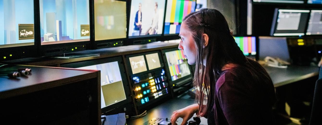person working in TV studio