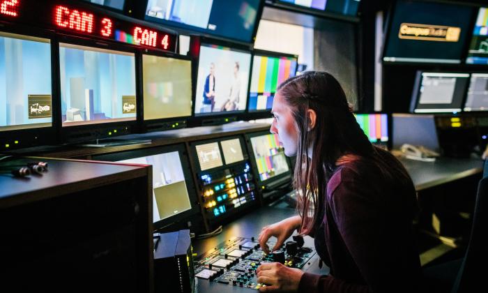 person working in TV studio