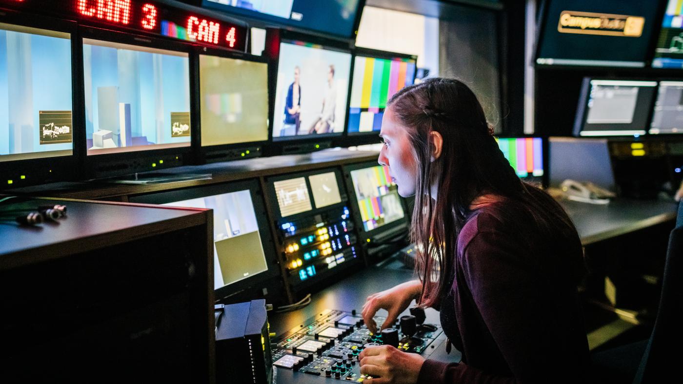 person working in TV studio